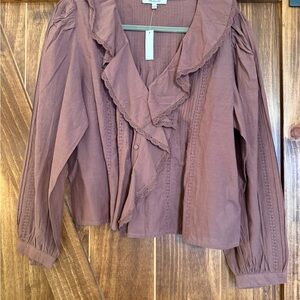 Madewell Dusty Mauve Ruffle-Front Blouse
